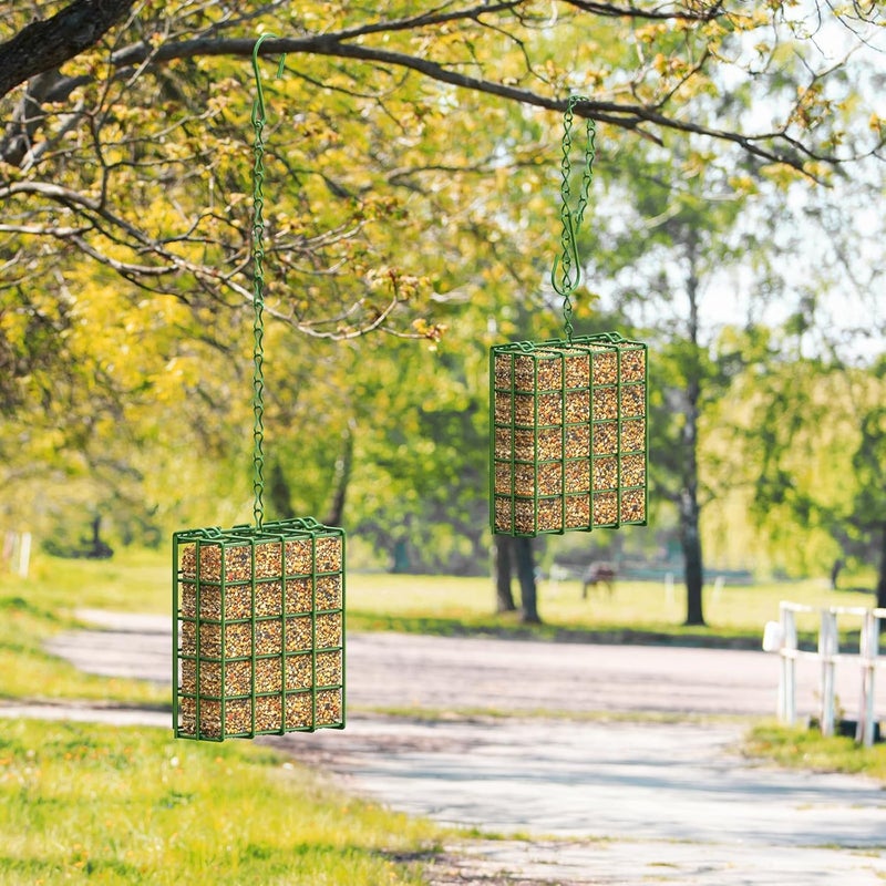 FLINTER Bird Feeder for Outdoors, Suet Feeder Hanging Bird Feeder, Hanging for Garden Yard Outside - Single Suet Cake Feeders fo Attracting Birds, Green - Image 4